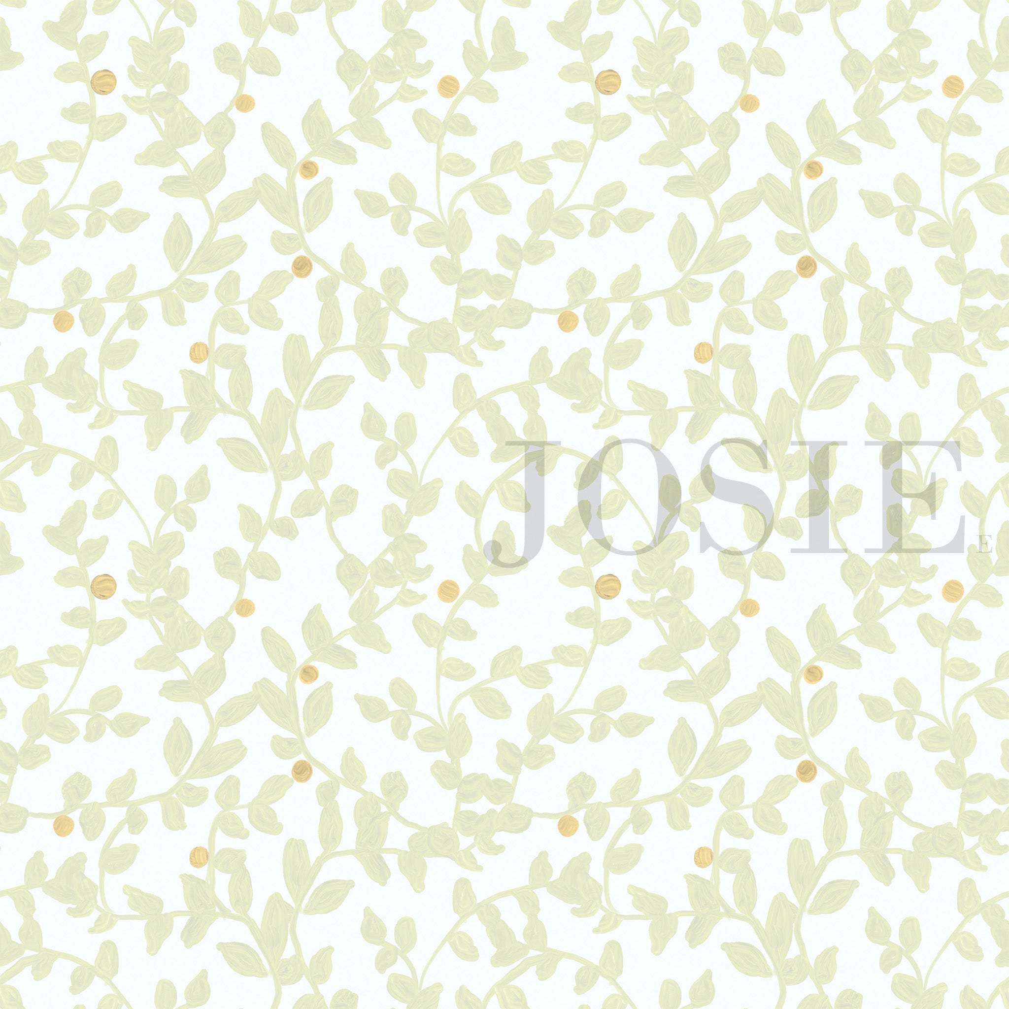 Oil Painted Foliage White peel and stick wallpaper pattern swatch